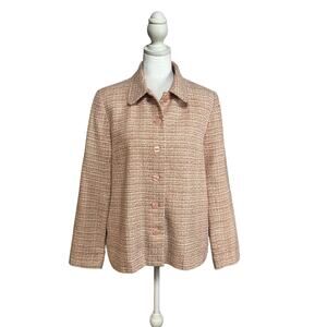 Alfred Dunner petite pink tweed blazer jacket